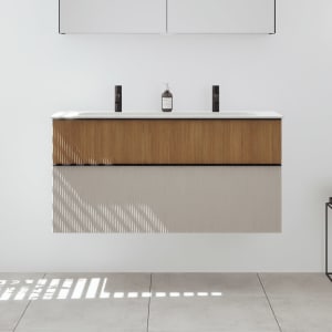 burgbad Fiumo 2.0 Mineralguss-Waschtisch mit Waschtischunterschrank 122 cm, mit Griff G0200