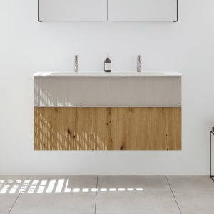 burgbad Fiumo 2.0 Mineralguss-Waschtisch mit Waschtischunterschrank 122 cm, mit Griff G0146