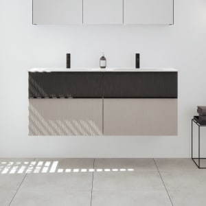 burgbad Fiumo 2.0 Mineralguss-Waschtisch mit Waschtischunterschrank 142 cm, mit Griff G0200