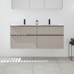 burgbad Fiumo 2.0 Mineralguss-Waschtisch mit Waschtischunterschrank 142 cm, mit Griff G0200