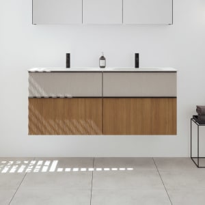 burgbad Fiumo 2.0 Mineralguss-Waschtisch mit Waschtischunterschrank 142 cm, mit Griff G0200