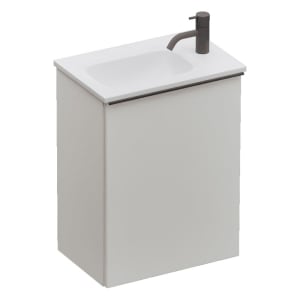 burgbad Fiumo 2.0 Mineralguss-Waschtisch mit Waschtischunterschrank 47 cm, mit Griff G0200