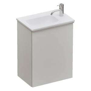 burgbad Fiumo 2.0 Mineralguss-Waschtisch mit Waschtischunterschrank 47 cm, mit Griff G0146