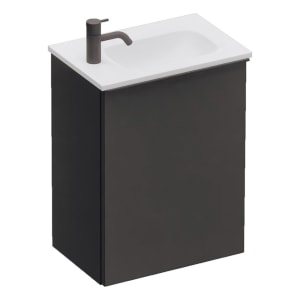 burgbad Fiumo 2.0 Mineralguss-Waschtisch mit Waschtischunterschrank 47 cm, mit Griff G0200