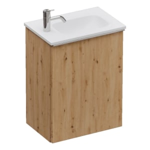 burgbad Fiumo 2.0 Mineralguss-Waschtisch mit Waschtischunterschrank 47 cm, mit Griff G0146