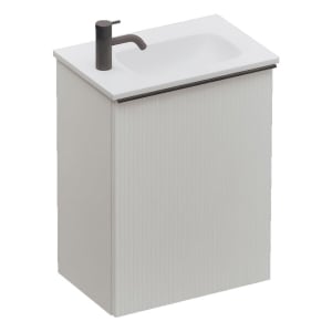 burgbad Fiumo 2.0 Mineralguss-Waschtisch mit Waschtischunterschrank 47 cm, mit Griff G0200