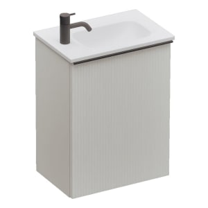 burgbad Fiumo 2.0 Mineralguss-Waschtisch mit Waschtischunterschrank 47 cm, mit Griff G0200