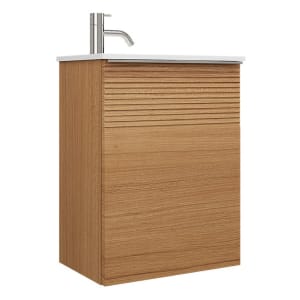 burgbad Fiumo Mineralguss-Waschtisch mit Unterschrank 47 cm, mit 1 Tür mit mit Plissée-Struktur Anschlag links, mit Griff G0146