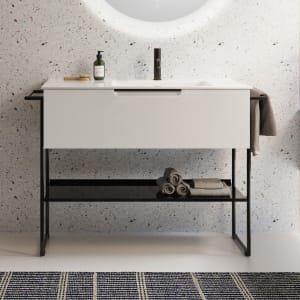 burgbad Ilo Waschtisch mit Waschtischunterschrank 112 x 31 cm, 1 Auszug