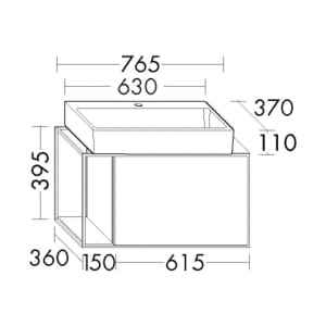 burgbad Junit Waschtischkombination mit Keramik-Waschtisch Rechts 76,5 cm