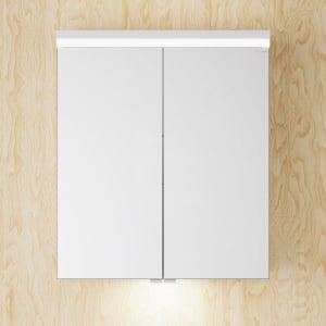 burgbad Lin20 Spiegelschrank mit LED-Beleuchtung, 60 cm, 2 Spiegeltüren, mit Waschtischbeleuchtung