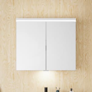 burgbad Lin20 Spiegelschrank mit LED-Beleuchtung, 80 cm, 2 Spiegeltüren, mit Waschtischbeleuchtung