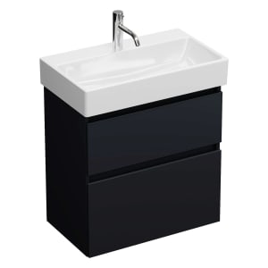 burgbad Lin20 Waschtischunterschrank mit Keramik-Waschtisch 63 cm, 2 Auszüge