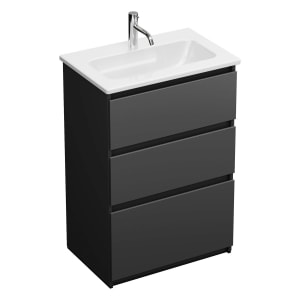 burgbad Lin20 Waschtischunterschrank mit Keramik-Waschtisch 63 cm, 3 Auszüge