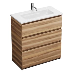 burgbad Lin20 Waschtischunterschrank mit Keramik-Waschtisch 83 cm, 3 Auszüge