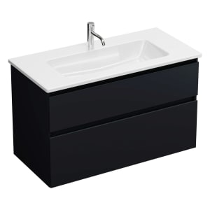 burgbad Lin20 Waschtischunterschrank mit Keramik-Waschtisch 103 cm, 2 Auszüge