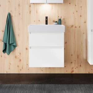 burgbad Lin20 Waschtischunterschrank mit Keramik-Waschtisch 63 cm, 2 Auszüge