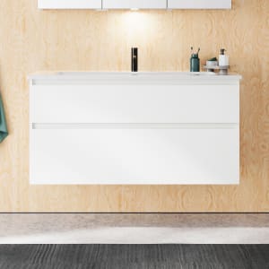 burgbad Lin20 Waschtischunterschrank mit Keramik-Waschtisch 123 cm, 2 Auszüge