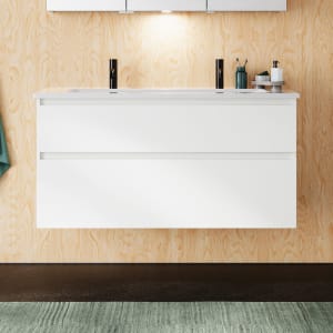 burgbad Lin20 Waschtischunterschrank mit Keramik-Waschtisch 123 cm, 2 Auszüge