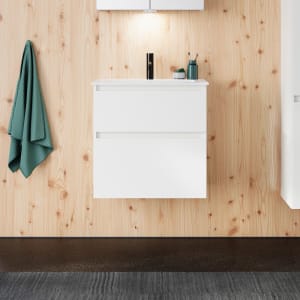 burgbad Lin20 Waschtischunterschrank mit Mineralguss-Waschtisch 62 cm, 2 Auszüge