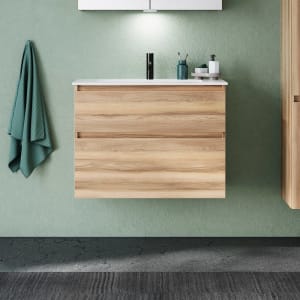 burgbad Lin20 Waschtischunterschrank mit Mineralguss-Waschtisch 82 cm, 2 Auszüge