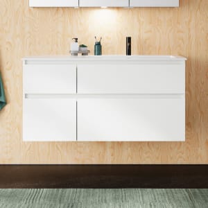 burgbad Lin20 Waschtischunterschrank mit Mineralguss-Waschtisch 122 cm, 4 Auszüge, rechts