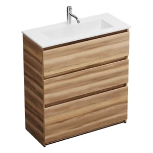 burgbad Lin20 Waschtischunterschrank mit Mineralguss-Waschtisch 82 cm, 3 Auszüge