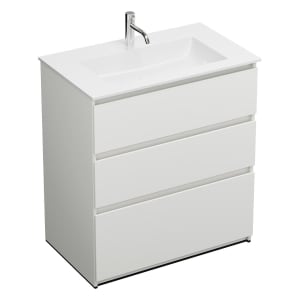 burgbad Lin20 Waschtischunterschrank mit Mineralguss-Waschtisch 82 cm, 3 Auszüge