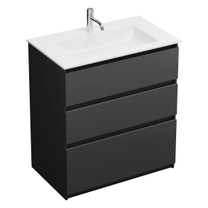 burgbad Lin20 Waschtischunterschrank mit Mineralguss-Waschtisch 82 cm, 3 Auszüge