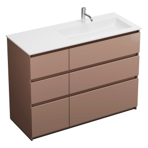 burgbad Lin20 Waschtischunterschrank mit Mineralguss-Waschtisch 122 cm, 6 Auszüge, rechts