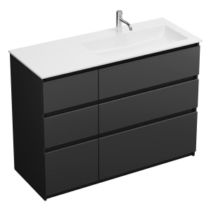 burgbad Lin20 Waschtischunterschrank mit Mineralguss-Waschtisch 122 cm, 6 Auszüge, rechts