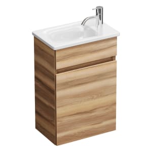 burgbad Lin20 Waschtischunterschrank mit Keramik-Waschtisch 43 cm, 1 Tür, links