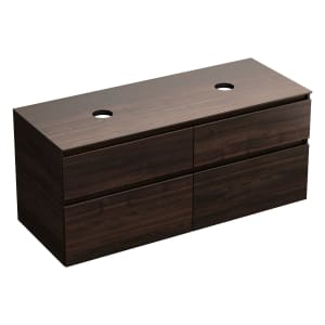 burgbad Lin20 Waschtischunterschrank mit Konsolenplatte 140 cm, 4 Auszüge, Beckenausschnitt links und rechts