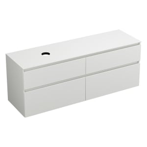 burgbad Lin20 Waschtischunterschrank mit Konsolenplatte 160 cm, 4 Auszüge, Beckenausschnitt links