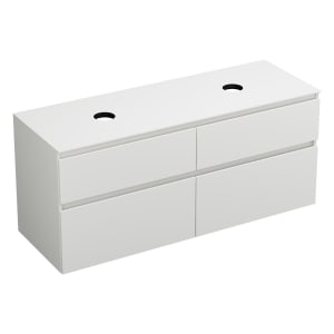 burgbad Lin20 Waschtischunterschrank mit Konsolenplatte 140 cm, 4 Auszüge, Beckenausschnitt links und rechts