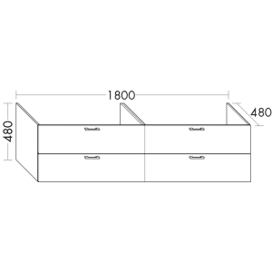 burgbad SYS30 Waschtischunterschrank 180 cm für Mineralguss Doppelwaschtisch, PG3, Griffleiste G0160