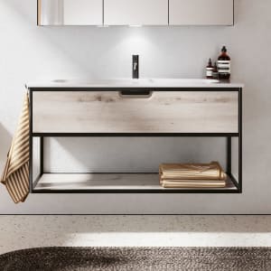 burgbad Vry Keramik-Waschtisch mit Waschtischunterschrank 123 cm mit 1 Schublade