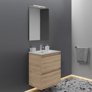 COSMIC B-Best Badmöbel Set 60 cm mit Spiegel und Wandleuchte