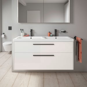 Duravit D-Code Waschtischunterbau 118,4 cm, 2 Auszüge, Griff diamantschwarz