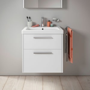 Duravit D-Code Waschtischunterbau 58,4 cm, 2 Auszüge, Griff chrom