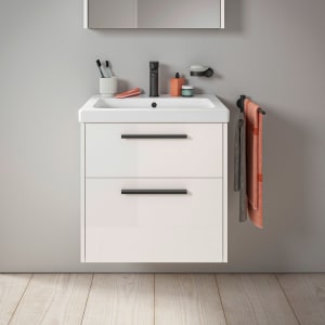 Duravit D-Code Waschtischunterbau 58,4 cm, 2 Auszüge, Griff diamantschwarz