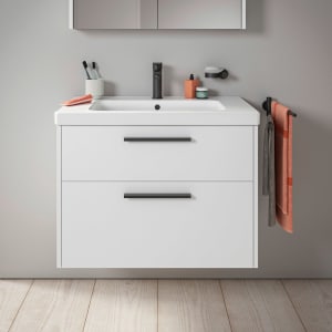 Duravit D-Code Waschtischunterbau 78,4 cm, 2 Auszüge, Griff diamantschwarz