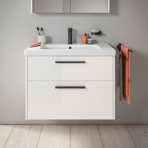 Duravit D-Code Waschtischunterbau 78,4 cm, 2 Auszüge, Griff diamantschwarz