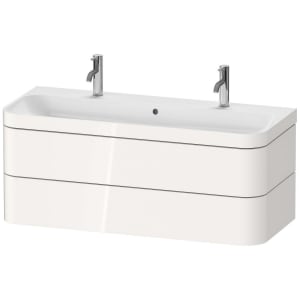 Duravit Happy D.2 Plus c-bonded Waschtisch mit 2x 1 Hahnloch, mit Unterschrank 117,5 x 49 cm