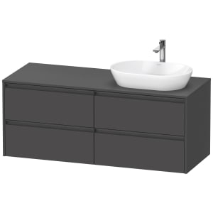 Duravit Ketho.2 Konsolenwaschtischunterbau wandhängend, 4 Auszüge, Becken rechts, 140 cm