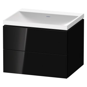 Duravit L-Cube c-shaped Möbelset mit Waschtisch ohne Hahnloch und Unterbau mit 2 Auszüge, 60 x 48 cm