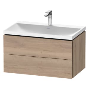Duravit L-Cube c-shaped Möbelset mit Waschtisch mit 1 Hahnloch und Unterbau mit 2 Auszüge, 80 x 48 cm
