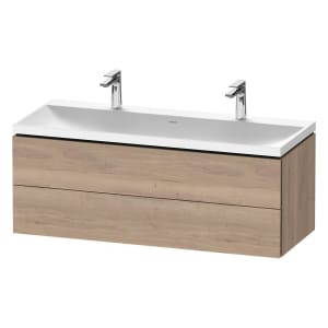 Duravit L-Cube c-shaped Möbelset mit Waschtisch mit 2x 1 Hahnloch und Unterbau mit 2 Auszüge, 120 x 48 cm
