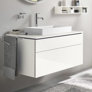 Duravit DuraSquare Aufsatzbecken mit L-Cube Konsolenwaschtischunterbau mit 2 Auszügen, 102 x 55 cm