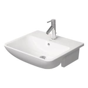 Duravit ME by Starck Halbeinbauwaschtisch 55 x 45,5 cm, mit Überlauf, mit 1 Hahnloch